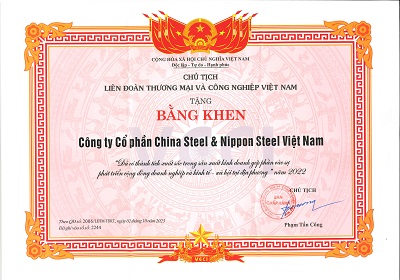Merit Certificate of the President of Vietnam Chamber of Commerce and Industry